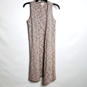 LuLaRoe Joy Brown/Tan Long Vest Side Slits Sz-XS